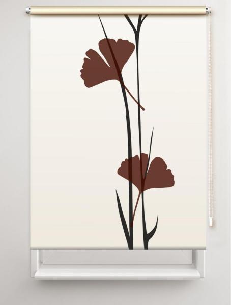 Rollo Ginkgo tone – coffee, Motivrollo, Rollo mit Druck, Fotorollo, bedrucktes Rollo, Fensterrollo,verdunkelndes Rollo, Sonnenschutz Rollo